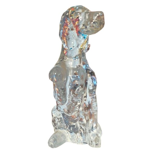 Vintage Dog Figurine 6" Clear Glass Handcrafted Canine Sculpture - Picture 2 of 9